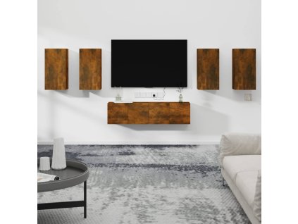 vidaXL 6-dielna súprava TV skriniek dymový dub spracované drevo