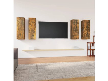 vidaXL TV skrinky 4 ks dymový dub 30,5x30x90 cm spracované drevo
