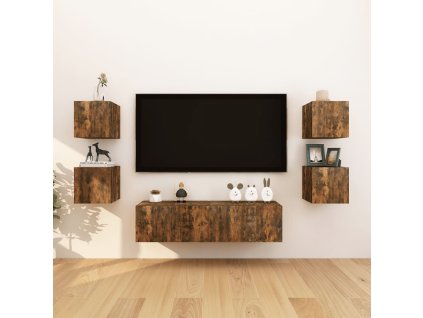 vidaXL Nástenné TV skrinky 8 ks dymový dub 30,5x30x30 cm