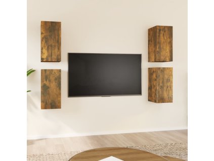 vidaXL TV skrinky 4 ks dymový dub 30,5x30x60 cm spracované drevo