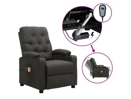 vidaXL Elektrické masážne kreslo tmavosivé látkové