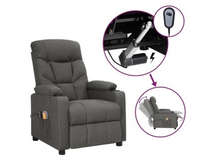 vidaXL Elektrické masážne kreslo tmavosivé látkové