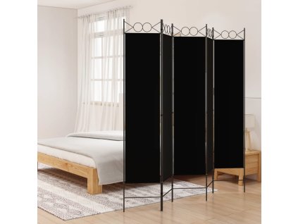 vidaXL 5-panelový paraván čierny 200x200 cm látkový