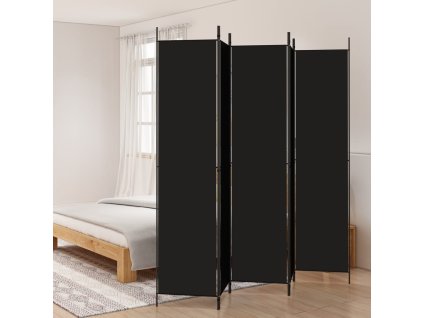 vidaXL 5-panelový paraván čierny 250x220 cm látkový