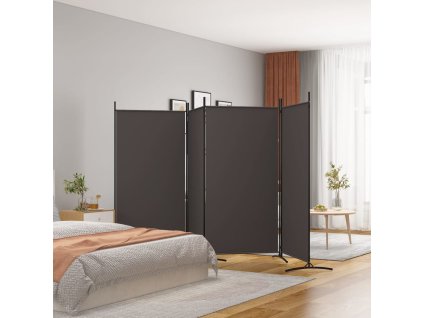 vidaXL 4-panelový paraván hnedý 346x180 cm látkový
