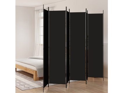 vidaXL 6-panelový paraván čierny 300x220 cm látkový