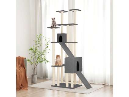 vidaXL Škrabadlo pre mačky so sisalovými stĺpikmi tmavosivé 190 cm