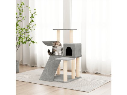 vidaXL Škrabadlo pre mačky so sisalovými stĺpikmi bledosivé 82 cm