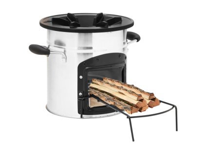 vidaXL Kempingový varič na drevo strieborný 45,5x33x25,5 cm oceľ