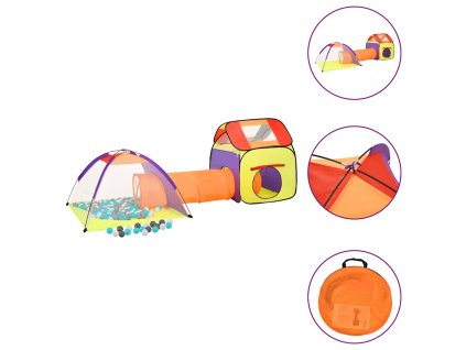 vidaXL Detský stan na hranie s 250 loptičkami farebný 338x123x111 cm