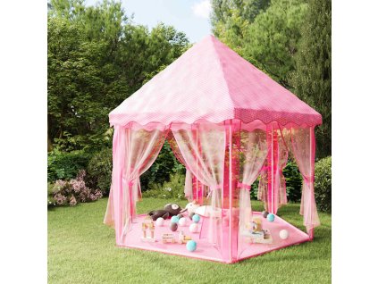vidaXL Stan na hranie pre princezné s 250 loptičkami ružový 133x140 cm