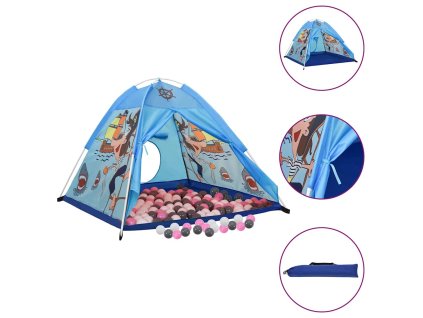 vidaXL Detský stan na hranie s 250 loptičkami modrý 120x120x90 cm