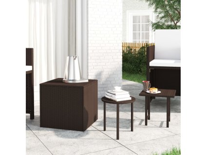 vidaXL Bočné stolíky 3 ks hnedé polyratan