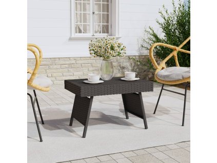 vidaXL Skladací bočný stolík čierny 60x40x38 cm polyratan