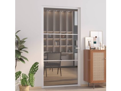 vidaXL Vnútorné dvere 102,5x201,5 cm biele ESG sklo a hliník