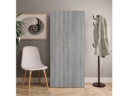 vidaXL Botník sivý dub sonoma 80x35,5x180 cm spracované drevo