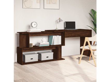 vidaXL Rohový stôl hnedý dub 200x50x76 cm spracované drevo