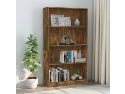 vidaXL 4-poschodová knižnica dymový dub 80x24x142 cm spracované drevo