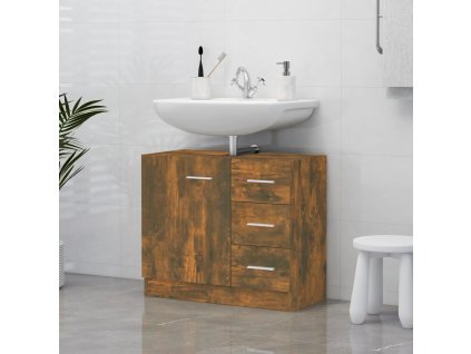 vidaXL Umývadlová skrinka dymový dub 63x30x54 cm spracované drevo