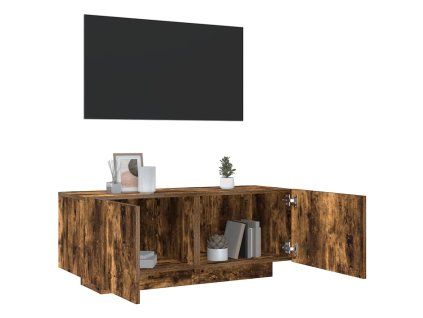 vidaXL TV skrinka dymový dub 100x35x40 cm spracované drevo