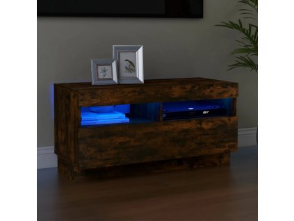 vidaXL TV skrinka s LED, tmavý dub 80x35x40 cm