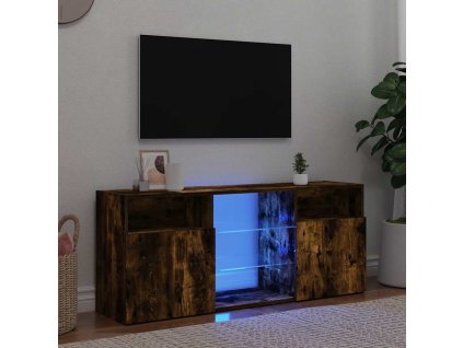 vidaXL TV skrinka s LED svetlami dymový dub 120x30x50 cm
