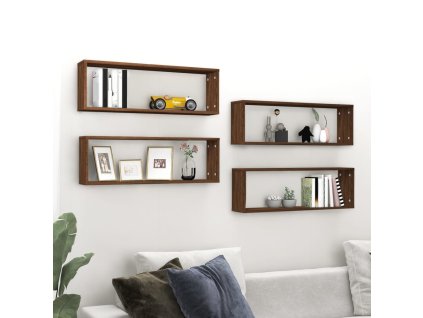 vidaXL Kockové police 4 ks dymový dub 80x15x26,5 cm spracované drevo