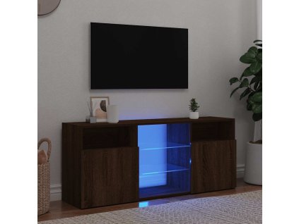 vidaXL TV skrinka s LED svetlami hnedý dub 120x30x50 cm
