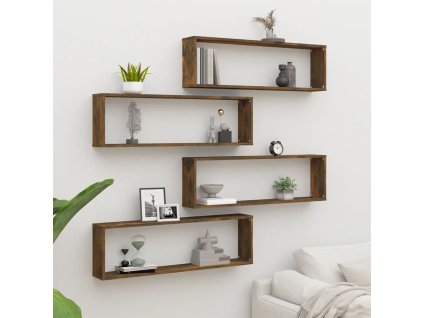 vidaXL Kockové police 4 ks dymový dub 100x15x30 cm spracované drevo