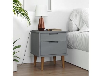 vidaXL Nočný stolík MOLDE, sivý 40x35x48 cm, borovicový masív