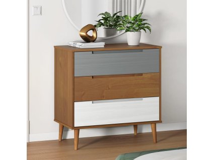 vidaXL Skrinka so zásuvkami MOLDE, hnedá 80x40x80 cm, borovicový masív