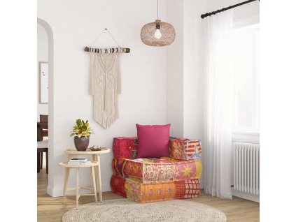 vidaXL Modulárna taburetka s vankúšom patchwork látka