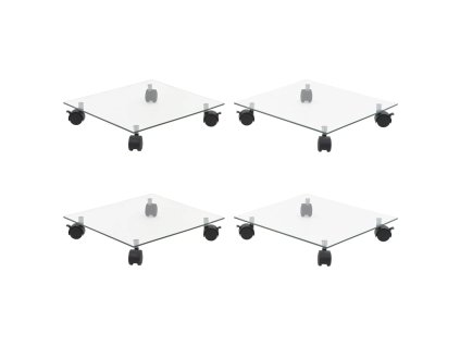 vidaXL Podstavce pod kvetináč 4 ks 35x35 cm tvrdené sklo štvorcové