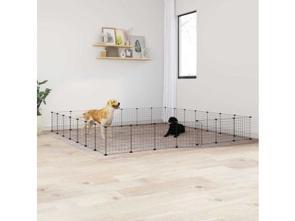 VidaXL 28-panelová klietka pre domáce zvieratá čierna 35x35 cm oceľ