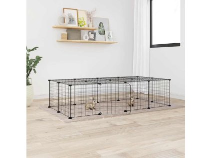 VidaXL 20-panelová klietka pre domáce zvieratá čierna 35x35 cm oceľ