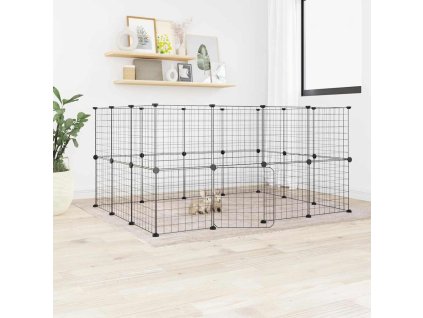 VidaXL 28-panelová klietka pre domáce zvieratá čierna 35x35 cm oceľ