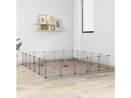 VidaXL 20-panelová klietka pre domáce zvieratá čierna 35x35 cm oceľ