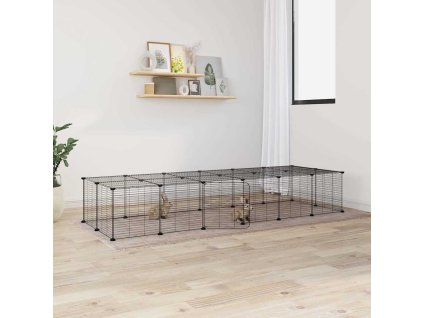 VidaXL 28-panelová klietka pre domáce zvieratá čierna 35x35 cm oceľ