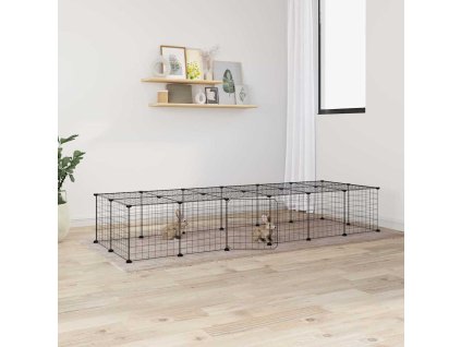 VidaXL 28-panelová klietka pre domáce zvieratá čierna 35x35 cm oceľ