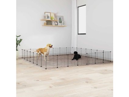 VidaXL 28-panelová klietka pre domáce zvieratá čierna 35x35 cm oceľ