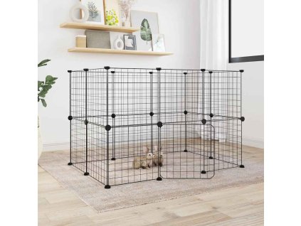VidaXL 20-panelová klietka pre domáce zvieratá čierna 35x35 cm oceľ