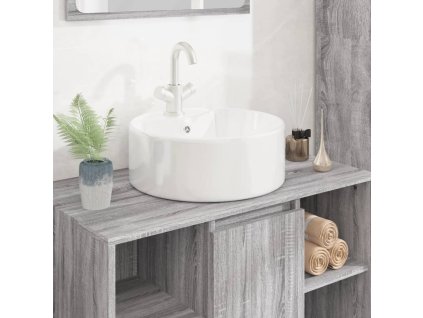vidaXL Umývadlo biele 40x14,5 cm keramické okrúhle