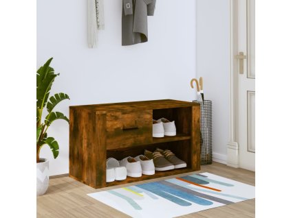 vidaXL Botník dymový dub 80x35x45 cm spracované drevo