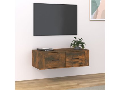 vidaXL Závesná TV skrinka dymový dub 80x36x25 cm spracované drevo