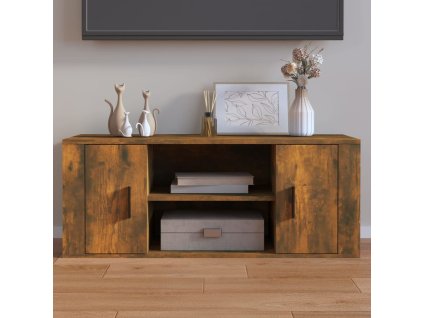 vidaXL TV skrinka dymový dub 100x35x40 cm spracované drevo