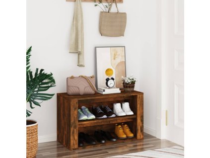 vidaXL Regál na topánky dymový dub 75x35x45 cm spracované drevo