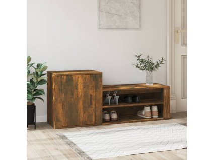 vidaXL Botník dymový dub 130x35x54 cm spracované drevo