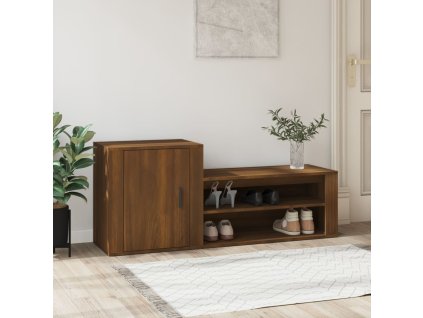 vidaXL Botník hnedý dub 130x35x54 cm spracované drevo