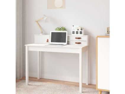 vidaXL Stolík biely 110x50x93 cm masívne borovicové drevo