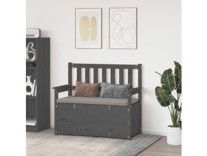 vidaXL Lavička sivá 112,5x51,5x96,5 cm masívne borovicové drevo